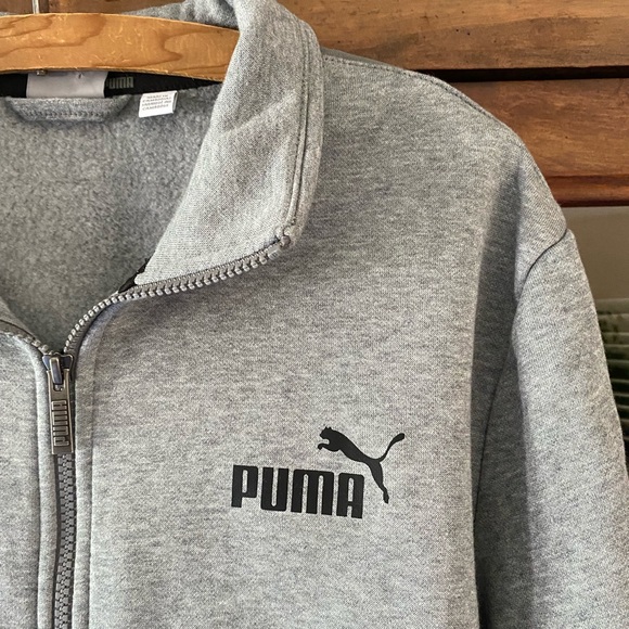 Puma Unisex Grey Zip-Up Cotton Sweatshirt - Picture 7 of 14